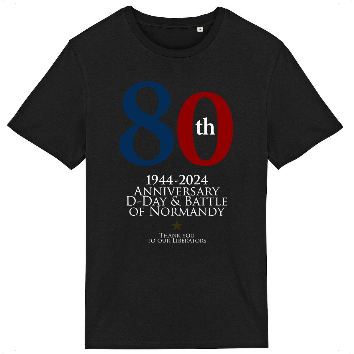 T-shirt noir manches courtes Normandy D-Day 80 th Anniversary