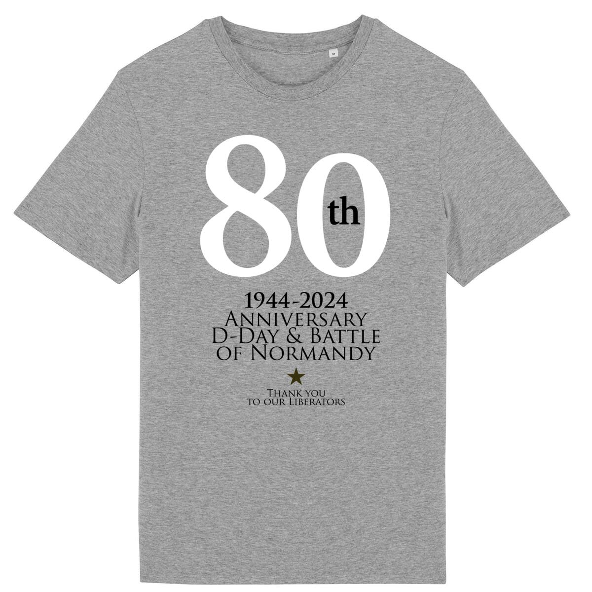 T-shirt gris manches courtes Normandy D-Day 80 th Anniversary