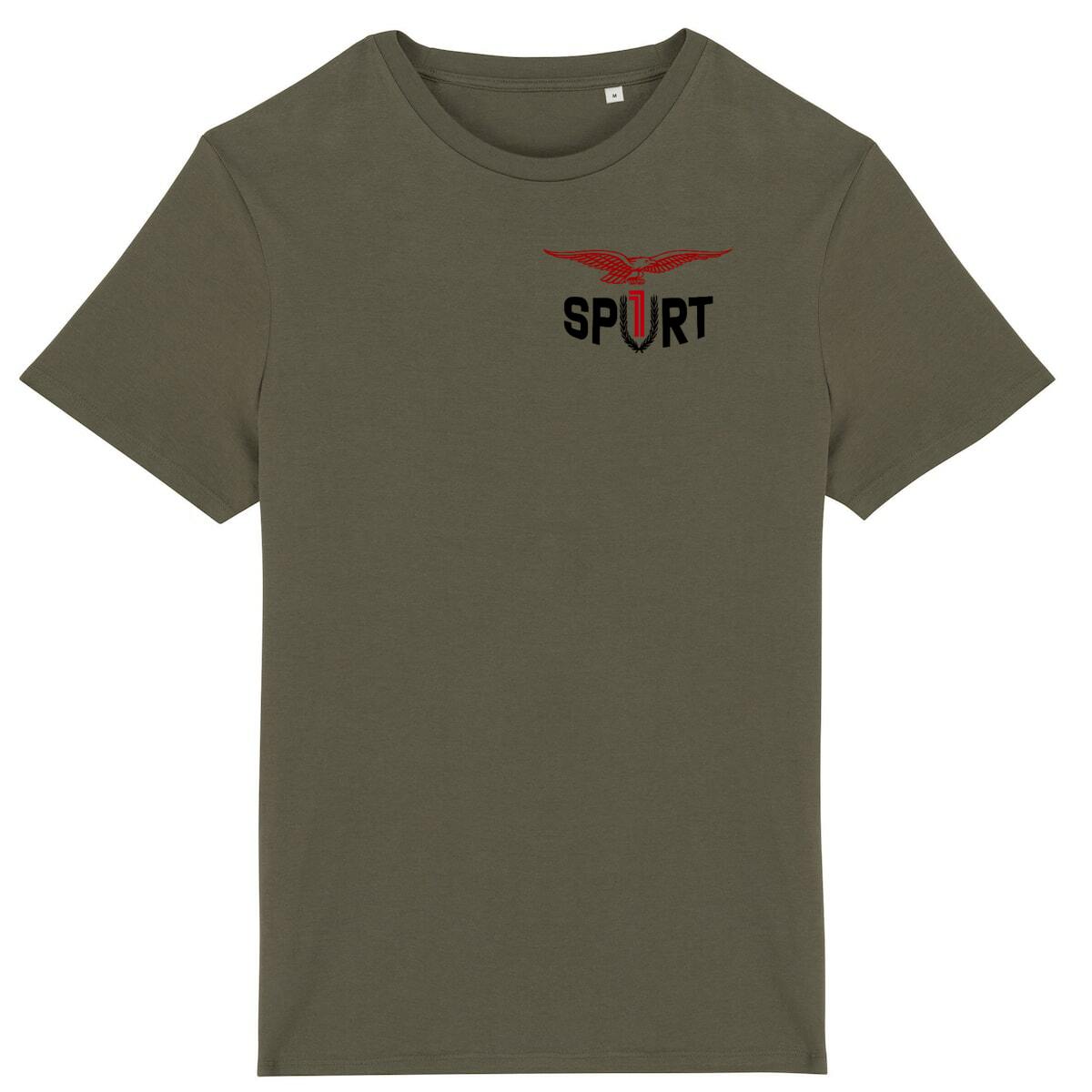 T-shirt kaki Moto Guzzi Sport face et dos