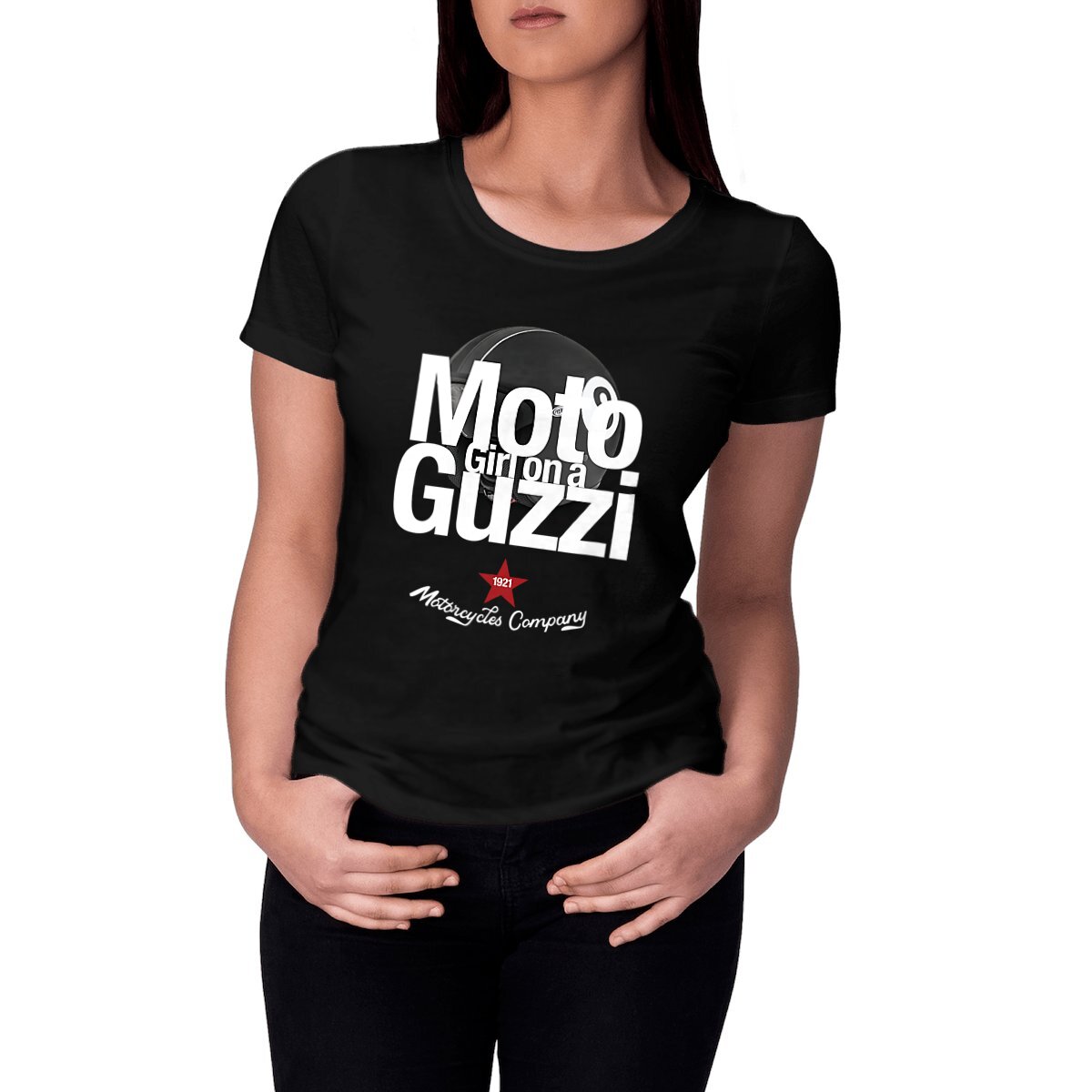 T-shirt femme Premium • Girl on a Moto Guzzi