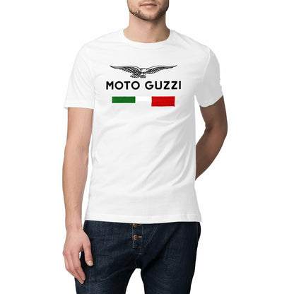 T-shirt Moto Guzzi Bandiera Italiana Bianca